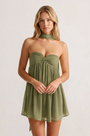 Olive Sweetheart Ruched A-Line Chiffon Homecoming Dress (3) | KISSPROM