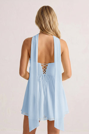 Sky Blue Sweetheart Ruched A-Line Chiffon Homecoming Dress | KISSPROM