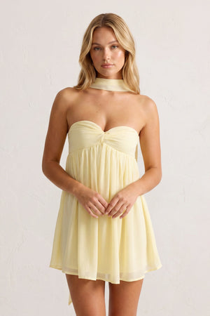 Yellow Sweetheart Ruched A-Line Chiffon Homecoming Dress - KissProm