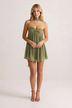 Olive Sweetheart Ruched A-Line Chiffon Homecoming Dress (5) | KISSPROM