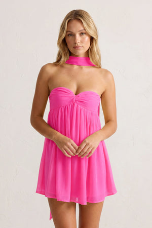 Hot Pink Sweetheart Ruched A-Line Chiffon Homecoming Dress | KISSPROM