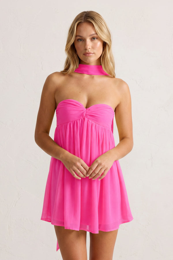 Hot Pink Sweetheart Ruched A-Line Chiffon Homecoming Dress | KISSPROM