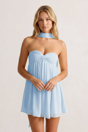 Sky Blue Sweetheart Ruched A-Line Chiffon Homecoming Dress | KISSPROM