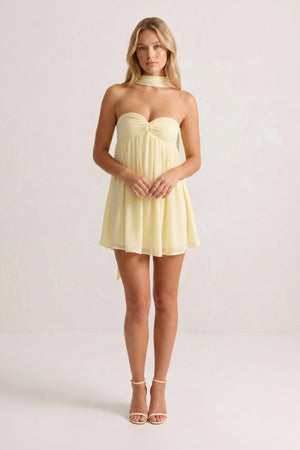 Yellow Sweetheart Ruched A-Line Chiffon Homecoming Dress - KissProm
