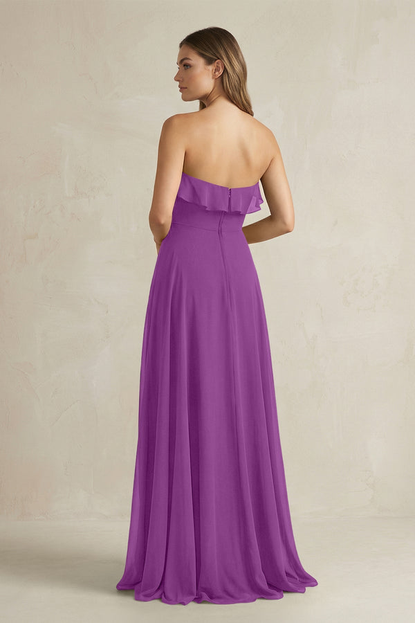 Sweetheart Ruffled A - Line Chiffon Bridesmaid Dress in Amethyst - KissProm Bridesmaid Dresses