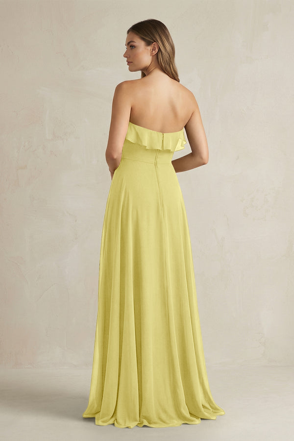 Sweetheart Ruffled A - Line Chiffon Bridesmaid Dress in Buttercup - KissProm Bridesmaid Dresses