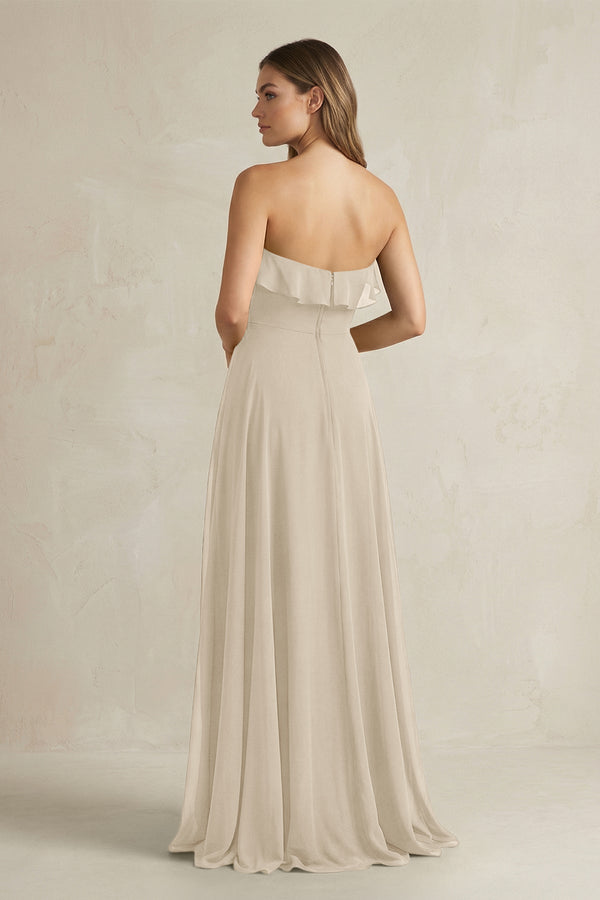 Sweetheart Ruffled A - Line Chiffon Bridesmaid Dress in Champagne - KissProm Bridesmaid Dresses