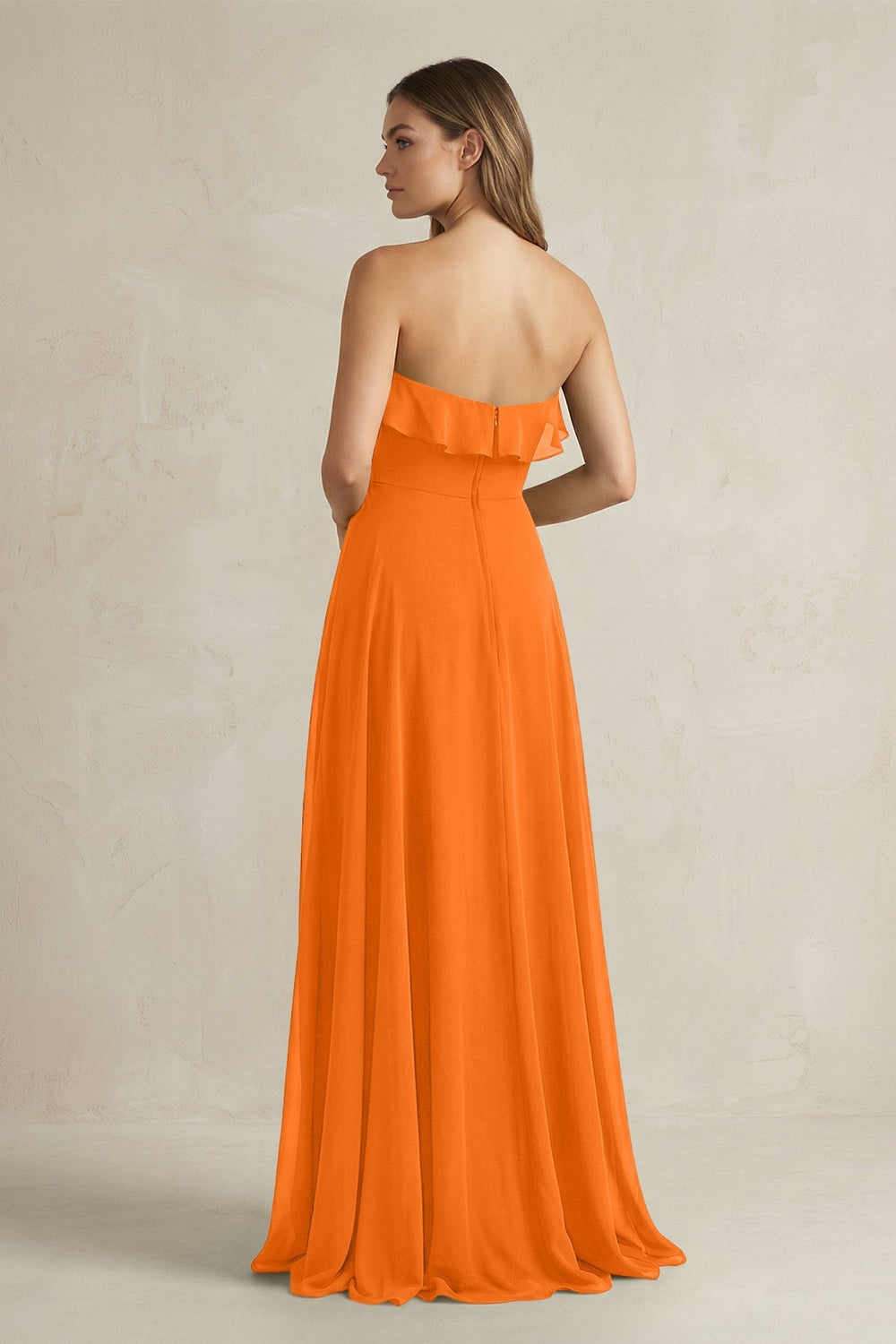 Sweetheart Ruffled A - Line Chiffon Bridesmaid Dress in Cinnamon - KissProm Bridesmaid Dresses