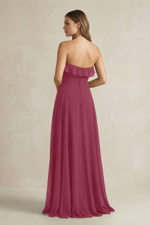 Sweetheart Ruffled A - Line Chiffon Bridesmaid Dress in Desert Rose - KissProm Bridesmaid Dresses