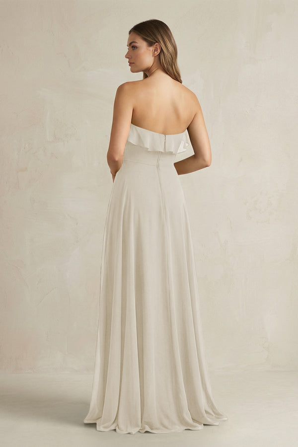 Sweetheart Ruffled A - Line Chiffon Bridesmaid Dress in Dove Gray - KissProm Bridesmaid Dresses