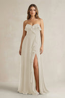 Sweetheart Ruffled A - Line Chiffon Bridesmaid Dress in Dove Gray - KissProm Bridesmaid Dresses