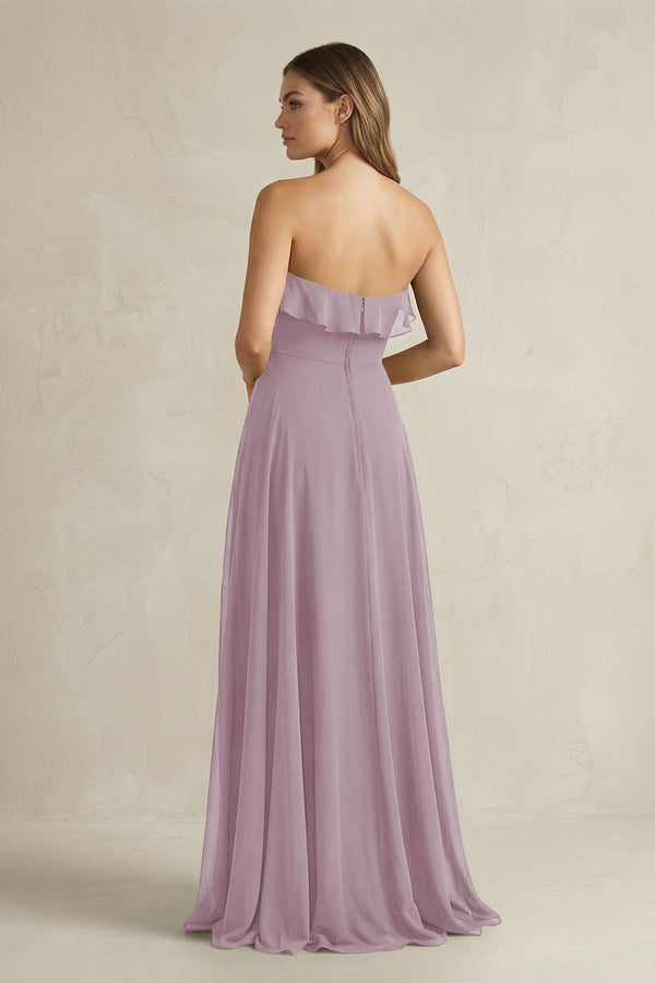Sweetheart Ruffled A - Line Chiffon Bridesmaid Dress in Dusk - KissProm Bridesmaid Dresses