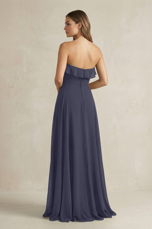 Sweetheart Ruffled A - Line Chiffon Bridesmaid Dress in Dusk Blue - KissProm Bridesmaid Dresses
