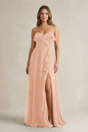 Sweetheart Ruffled A - Line Chiffon Bridesmaid Dress in English Rose - KissProm Bridesmaid Dresses