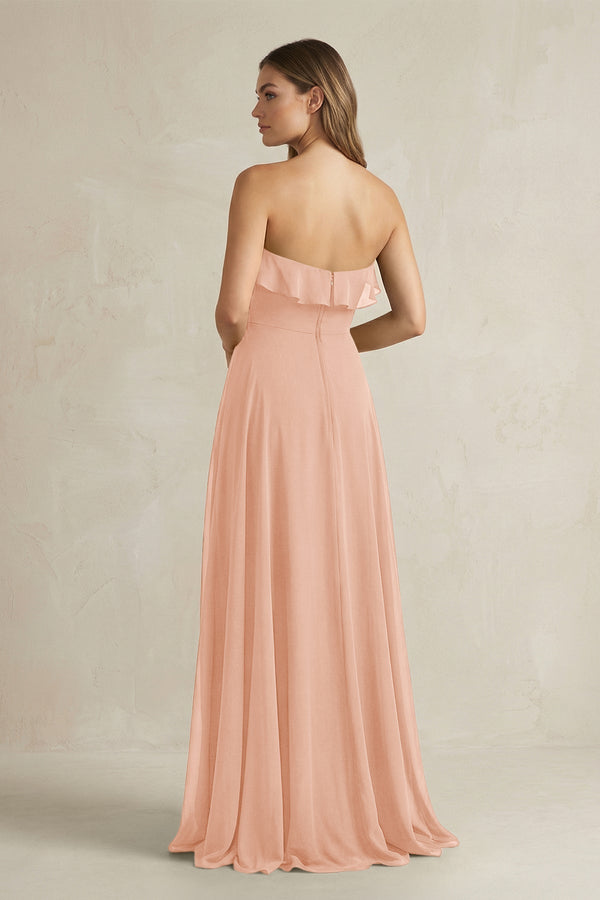 Sweetheart Ruffled A - Line Chiffon Bridesmaid Dress in English Rose - KissProm Bridesmaid Dresses