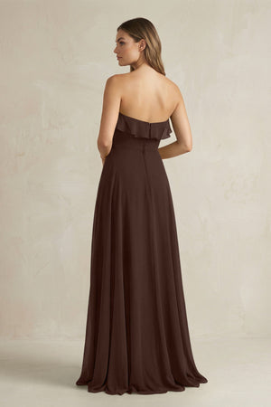 Sweetheart Ruffled A - Line Chiffon Bridesmaid Dress in Espresso - KissProm Bridesmaid Dresses