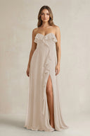 Sweetheart Ruffled A - Line Chiffon Bridesmaid Dress in Frost - KissProm Bridesmaid Dresses