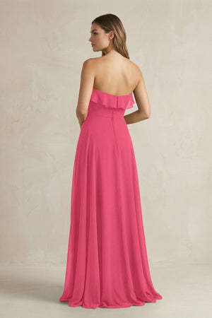 Sweetheart Ruffled A - Line Chiffon Bridesmaid Dress in Fuchsia - KissProm Bridesmaid Dresses