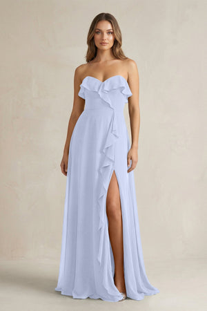 Sweetheart Ruffled A - Line Chiffon Bridesmaid Dress in Ice - KissProm Bridesmaid Dresses