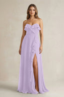 Sweetheart Ruffled A - Line Chiffon Bridesmaid Dress in Lavender - KissProm Bridesmaid Dresses