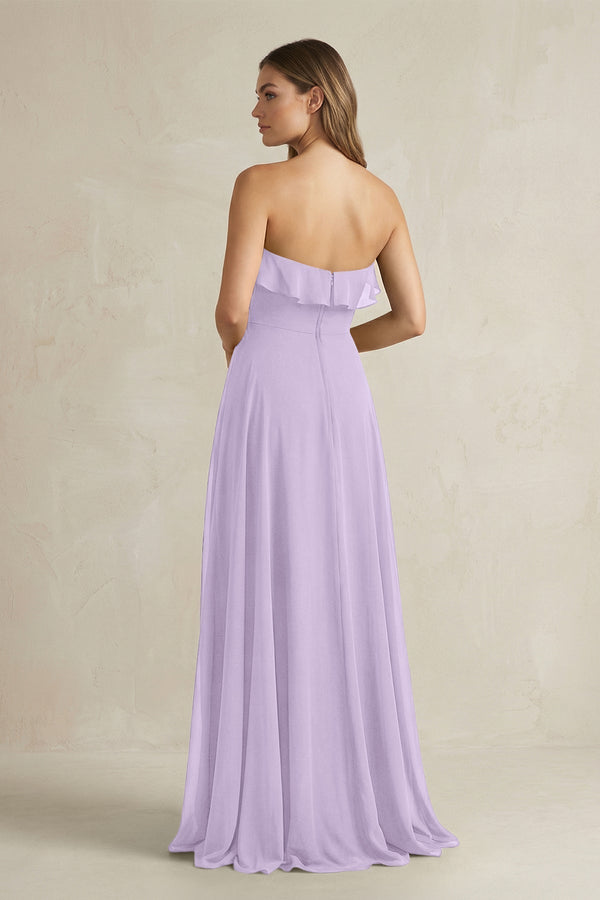 Sweetheart Ruffled A - Line Chiffon Bridesmaid Dress in Lavender - KissProm Bridesmaid Dresses