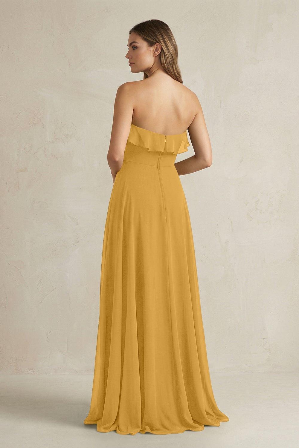 Sweetheart Ruffled A - Line Chiffon Bridesmaid Dress in Marigold - KissProm Bridesmaid Dresses