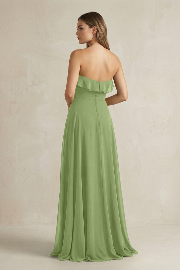 Sweetheart Ruffled A - Line Chiffon Bridesmaid Dress in Matcha - KissProm Bridesmaid Dresses