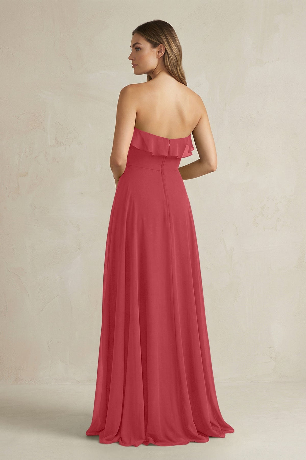 Sweetheart Ruffled A - Line Chiffon Bridesmaid Dress in Merlot - KissProm Bridesmaid Dresses