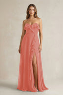 Sweetheart Ruffled A - Line Chiffon Bridesmaid Dress in Mulberry - KissProm Bridesmaid Dresses