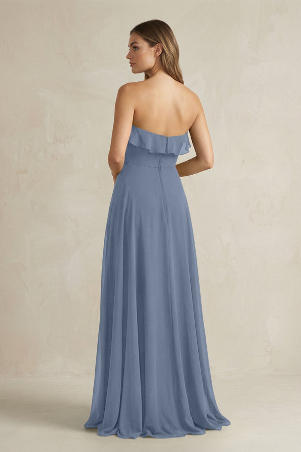 Sweetheart Ruffled A - Line Chiffon Bridesmaid Dress in Neptune - KissProm Bridesmaid Dresses