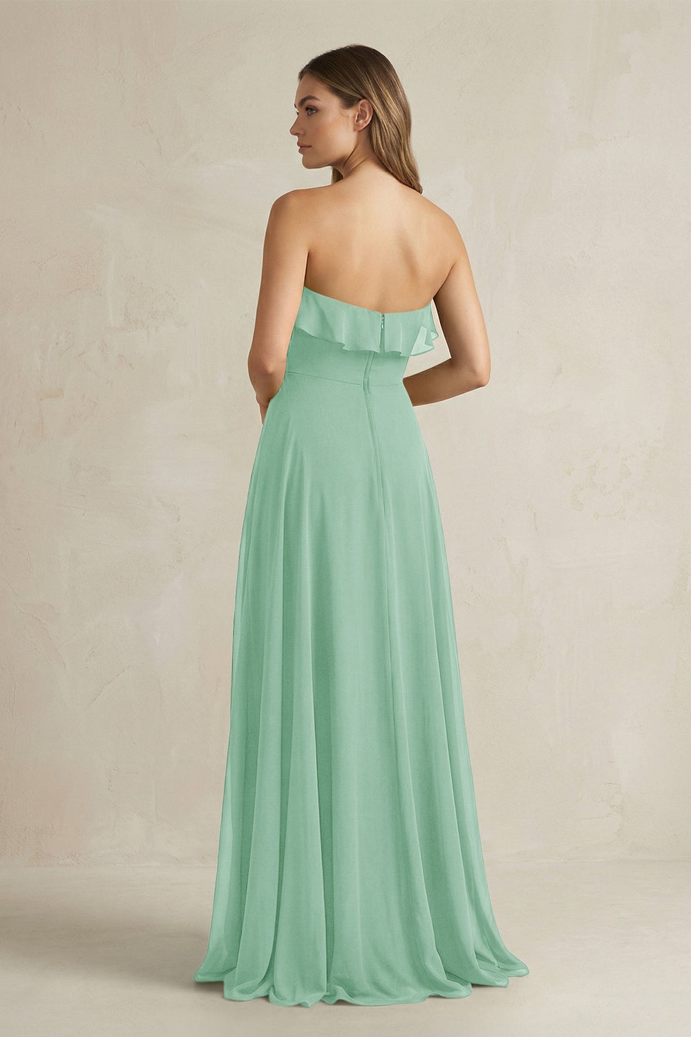 Sweetheart Ruffled A - Line Chiffon Bridesmaid Dress in Pale Pistachio - KissProm Bridesmaid Dresses