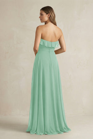 Sweetheart Ruffled A - Line Chiffon Bridesmaid Dress in Pale Pistachio - KissProm Bridesmaid Dresses