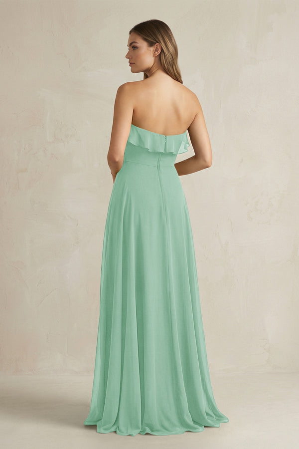 Sweetheart Ruffled A - Line Chiffon Bridesmaid Dress in Pale Pistachio - KissProm Bridesmaid Dresses