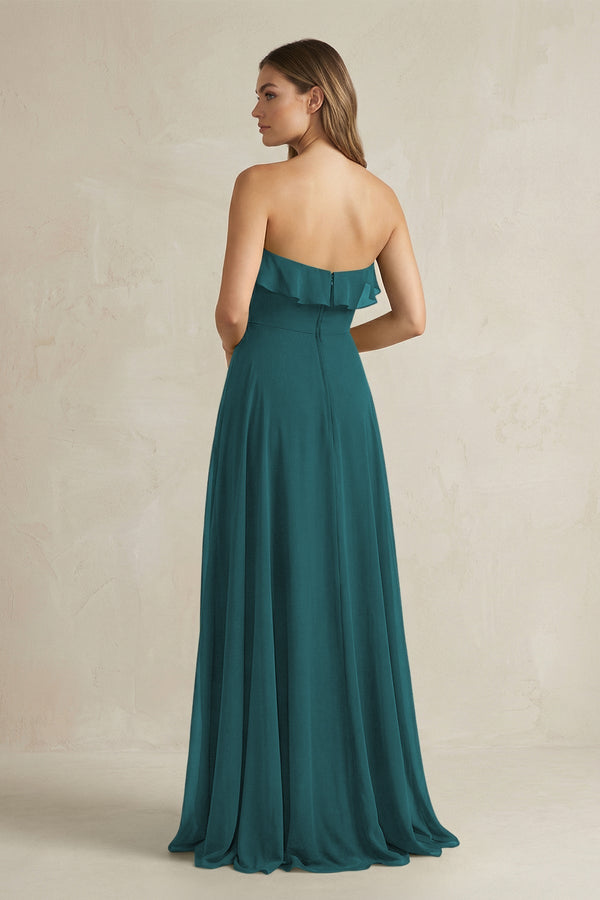 Sweetheart Ruffled A - Line Chiffon Bridesmaid Dress in Pine - KissProm Bridesmaid Dresses