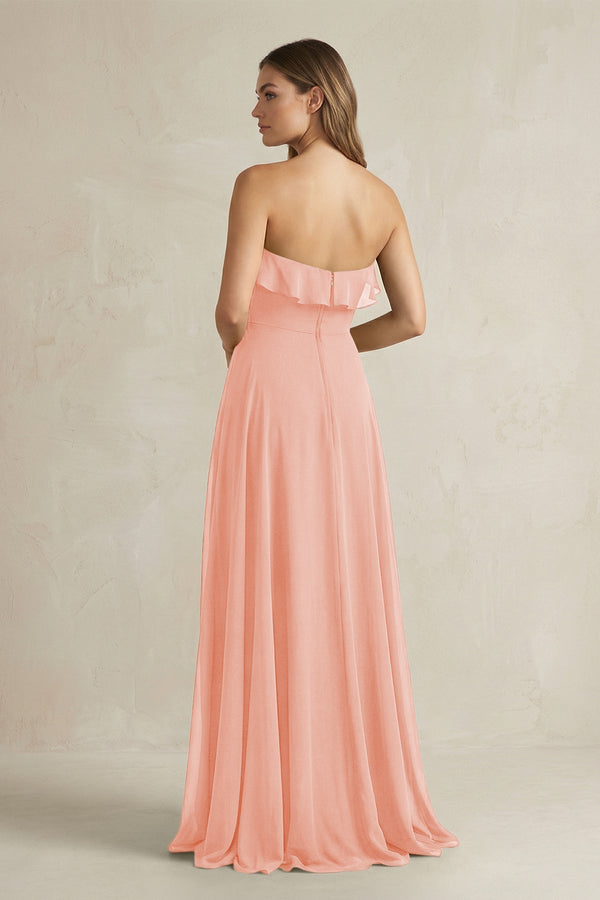 Sweetheart Ruffled A - Line Chiffon Bridesmaid Dress in Rose Petal - KissProm Bridesmaid Dresses