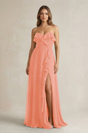 Sweetheart Ruffled A - Line Chiffon Bridesmaid Dress in Rosette - KissProm Bridesmaid Dresses