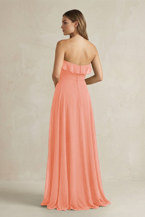 Sweetheart Ruffled A - Line Chiffon Bridesmaid Dress in Rosette - KissProm Bridesmaid Dresses