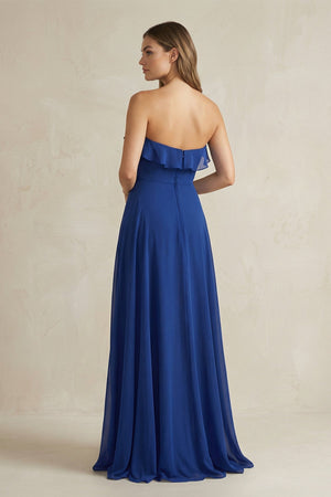 Sweetheart Ruffled A - Line Chiffon Bridesmaid Dress in Royal Blue - KissProm Bridesmaid Dresses