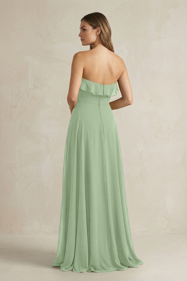 Sweetheart Ruffled A - Line Chiffon Bridesmaid Dress in Sage - KissProm Bridesmaid Dresses