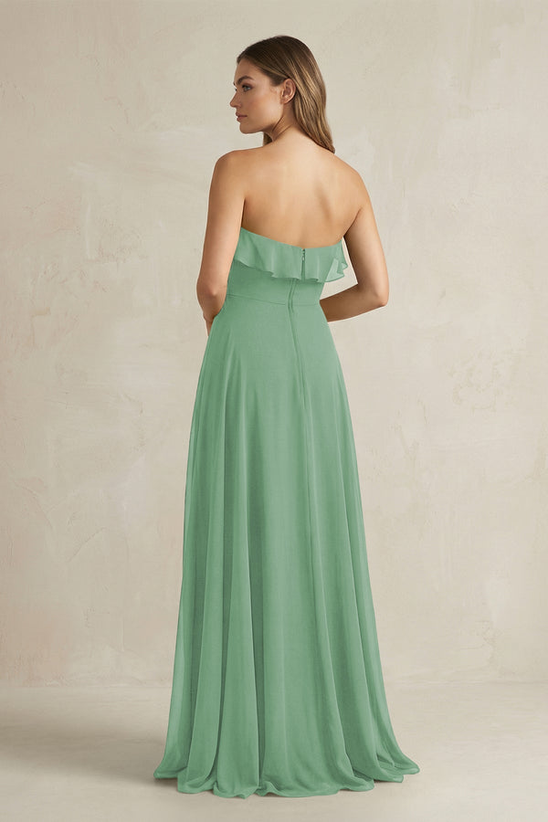 Sweetheart Ruffled A - Line Chiffon Bridesmaid Dress in Sea Glass - KissProm Bridesmaid Dresses