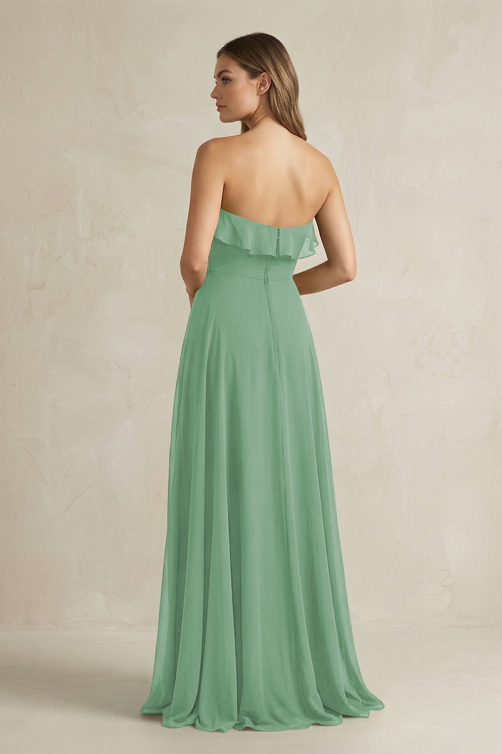 Sweetheart Ruffled A - Line Chiffon Bridesmaid Dress in Sea Glass - KissProm Bridesmaid Dresses