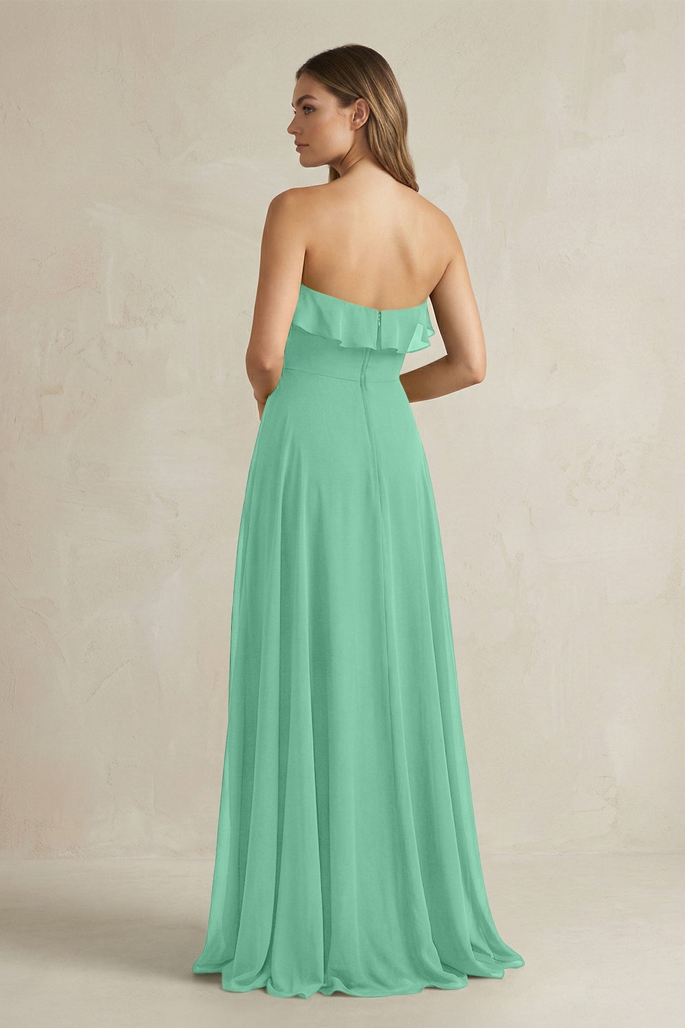 Sweetheart Ruffled A - Line Chiffon Bridesmaid Dress in Turquoise - KissProm Bridesmaid Dresses