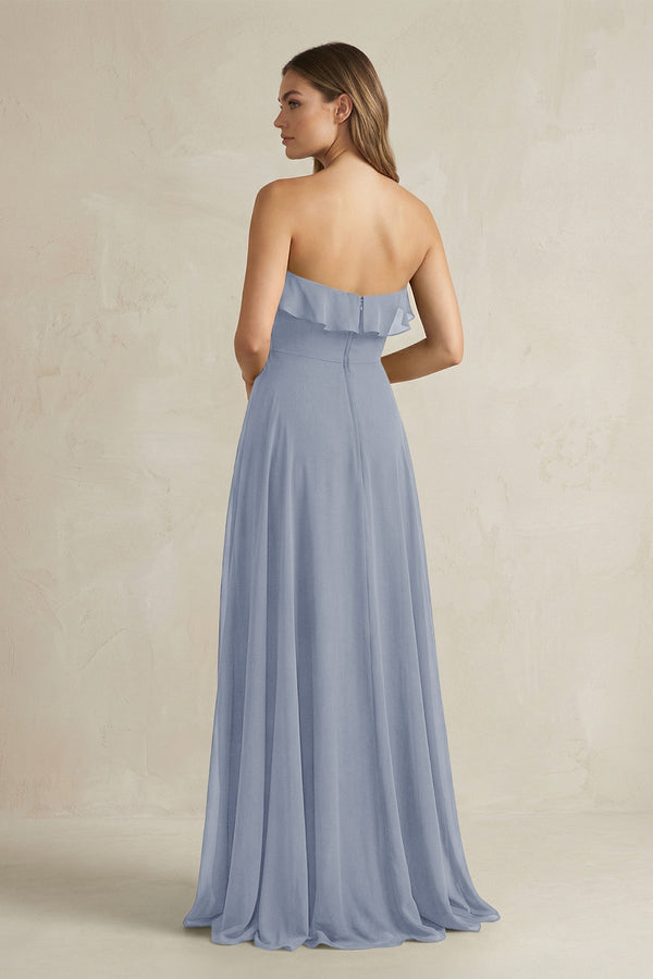Sweetheart Ruffled A - Line Chiffon Bridesmaid Dress in Twilight - KissProm Bridesmaid Dresses