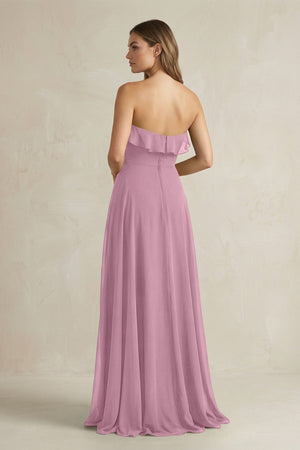 Sweetheart Ruffled A - Line Chiffon Bridesmaid Dress in Vintage Mauve - KissProm Bridesmaid Dresses