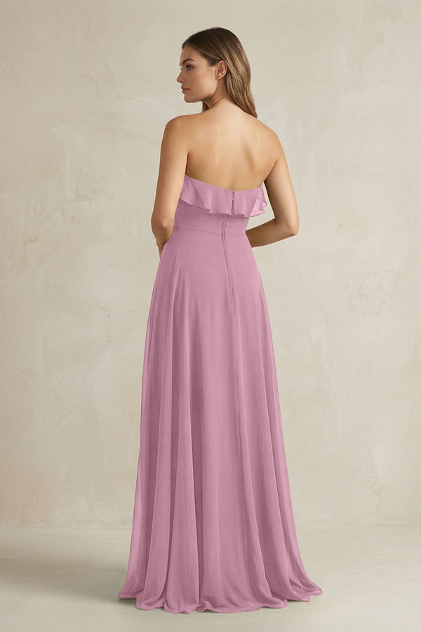 Sweetheart Ruffled A - Line Chiffon Bridesmaid Dress in Vintage Mauve - KissProm Bridesmaid Dresses
