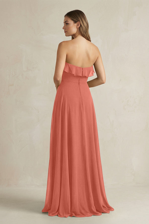 Sweetheart Ruffled A - Line Chiffon Bridesmaid Dress in Wild Rose - KissProm Bridesmaid Dresses