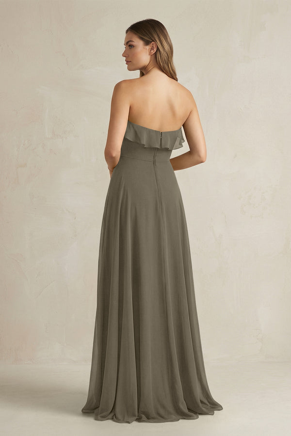 Sweetheart Ruffled A - Line Chiffon Bridesmaid Dress in Willow Green - KissProm Bridesmaid Dresses
