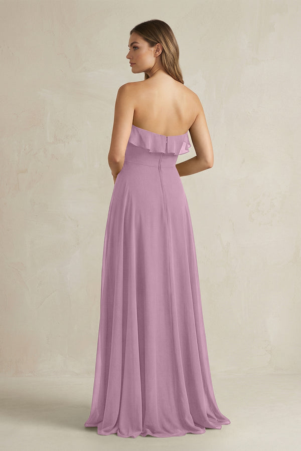 Sweetheart Ruffled A - Line Chiffon Bridesmaid Dress in Wisteria - KissProm Bridesmaid Dresses