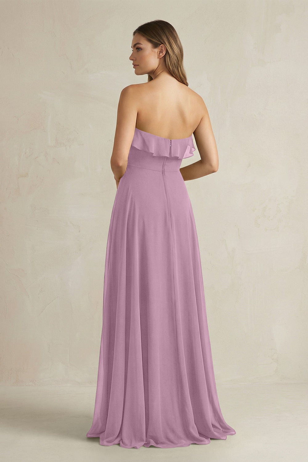 Sweetheart Ruffled A - Line Chiffon Bridesmaid Dress in Wisteria - KissProm Bridesmaid Dresses