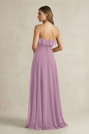 Sweetheart Ruffled A - Line Chiffon Bridesmaid Dress in Wisteria - KissProm Bridesmaid Dresses